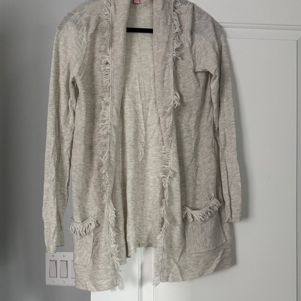Lilly Pulitzer Cream Fringed Cardigan